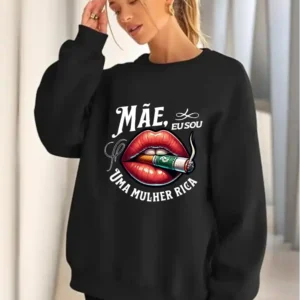Blusa de moletom careca Feminino Preto Hill K Money