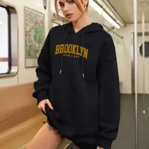 Blusa de moletom Canguru PA Feminino Preto Brooklyn (gold)