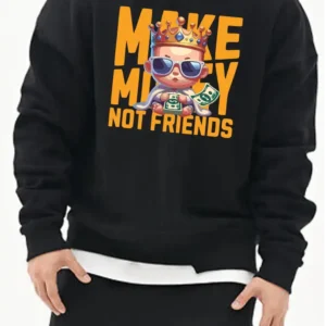 Blusa de moletom careca Masculino Preto Hill K (estampa make money)