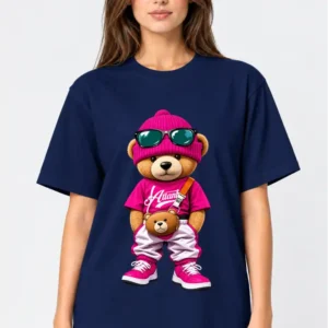Camiseta feminina Azul Marinho 100% algodão 30.1 penteado premium (estampa ted)