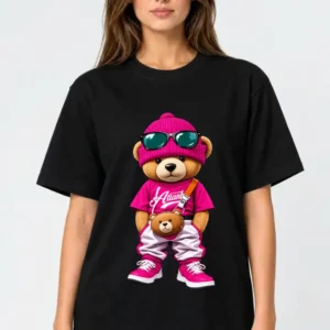 Camiseta feminina Preta 100% algodão 30.1 penteado premium (estampa ted)