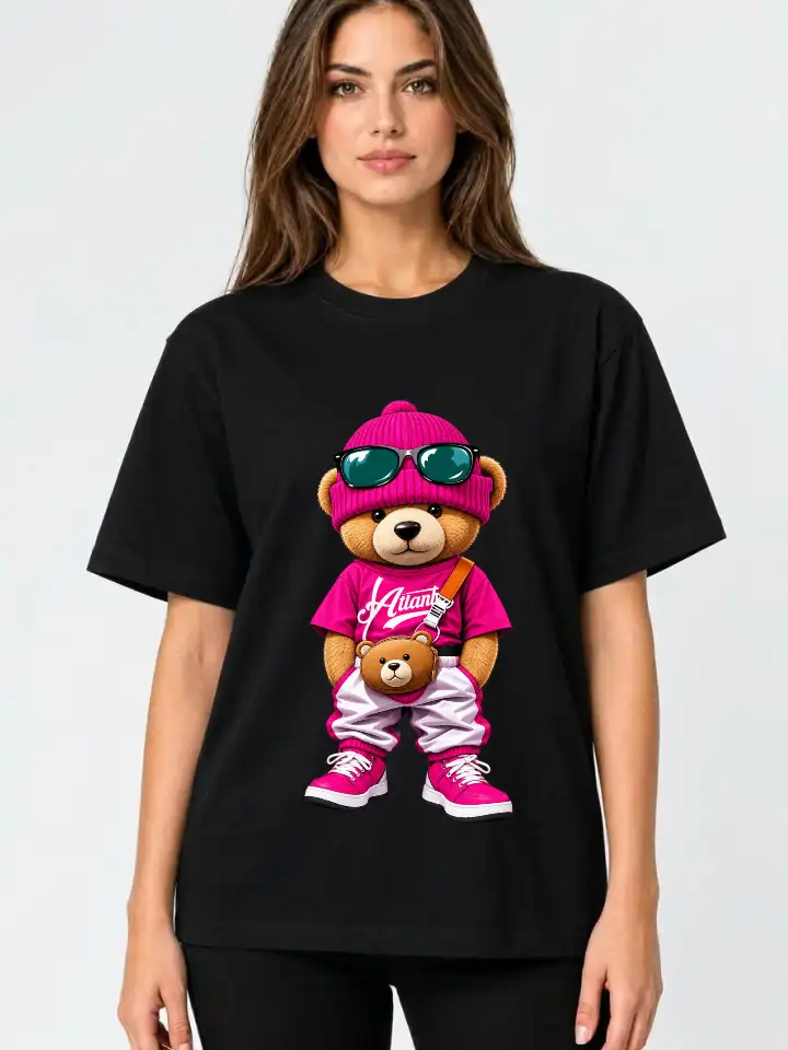 Camiseta feminina Preta 100% algodão 30.1 penteado premium (estampa ted)