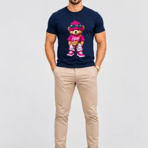 Camiseta Masculina Azul Marinho 100% Algodão 30.1 Penteado (Estampa ted)