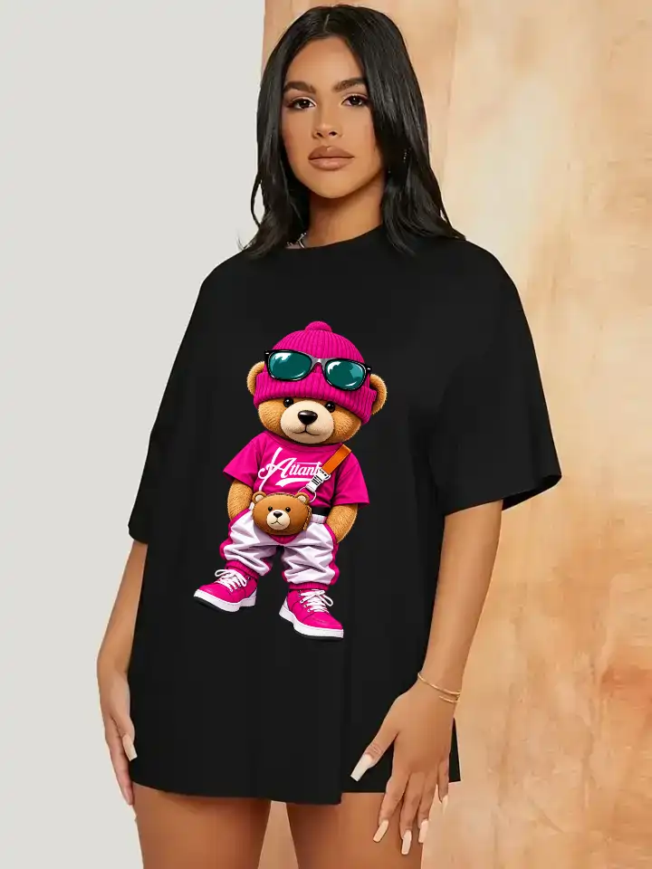 Camiseta feminina Preta 100% algodão 30.1 penteado premium (estampa ted) - Image 5