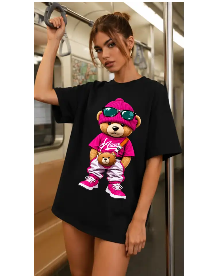 Camiseta feminina Preta 100% algodão 30.1 penteado premium (estampa ted) - Image 4