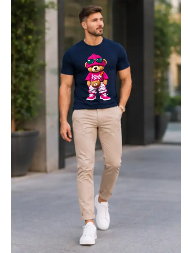 Camiseta Masculina Azul Marinho 100% Algodão 30.1 Penteado (Estampa ted) - Image 3